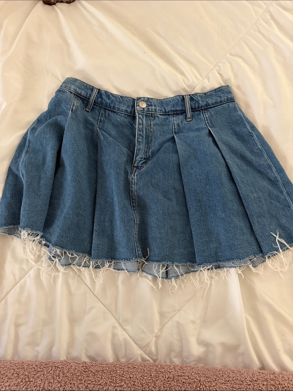 Lovers + Friends Denim Pleated Skater Skirt - Blue